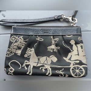 Vintage Coach Horse & Carriage Jacquard Wristlet
